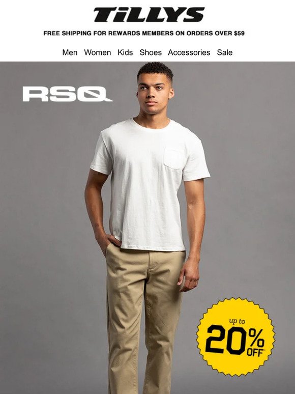 RSQ Chinos 20% Off + 50% Off Shoe Flash Sale ⚡