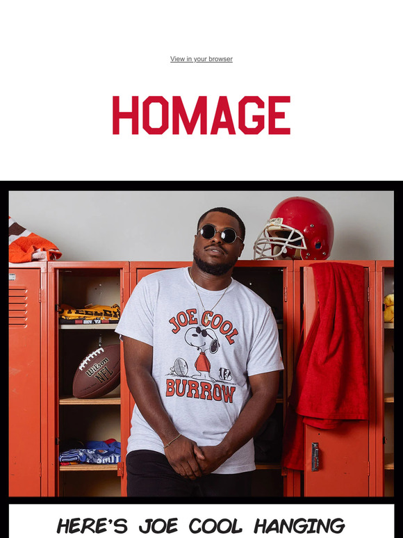 Homage Peanuts X Bengals Joe Cool Burrow White Merch