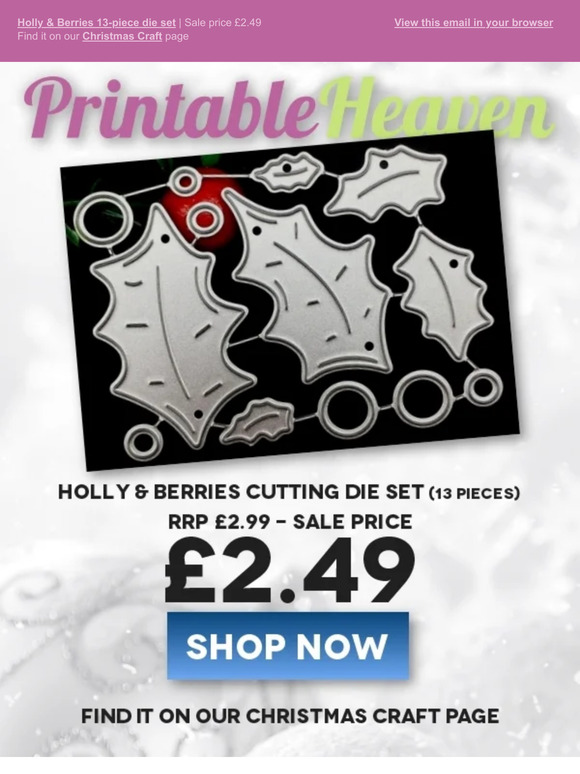 Holly & berries 13-piece die set | Sale price £2.49