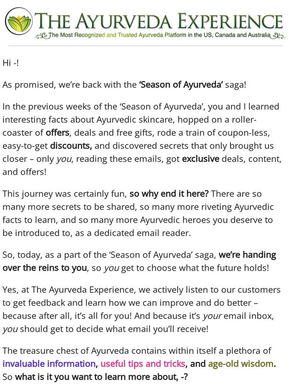 Cast YOUR vote in The Season of Ayurveda!
