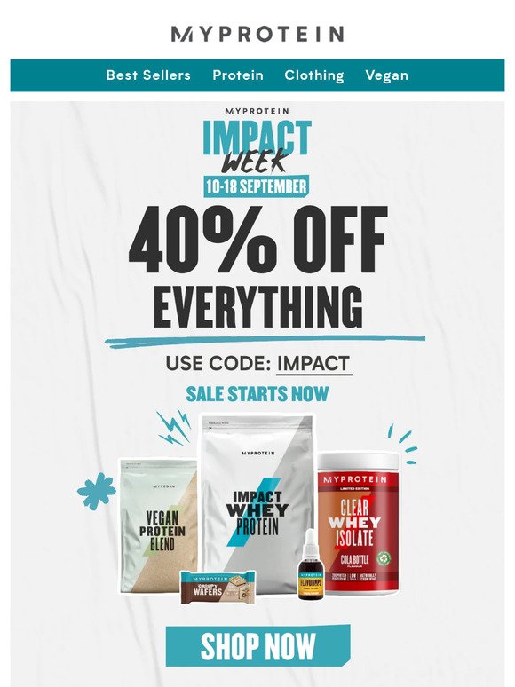 Impact Week sale now live! 40% off EVERYTHING 💥