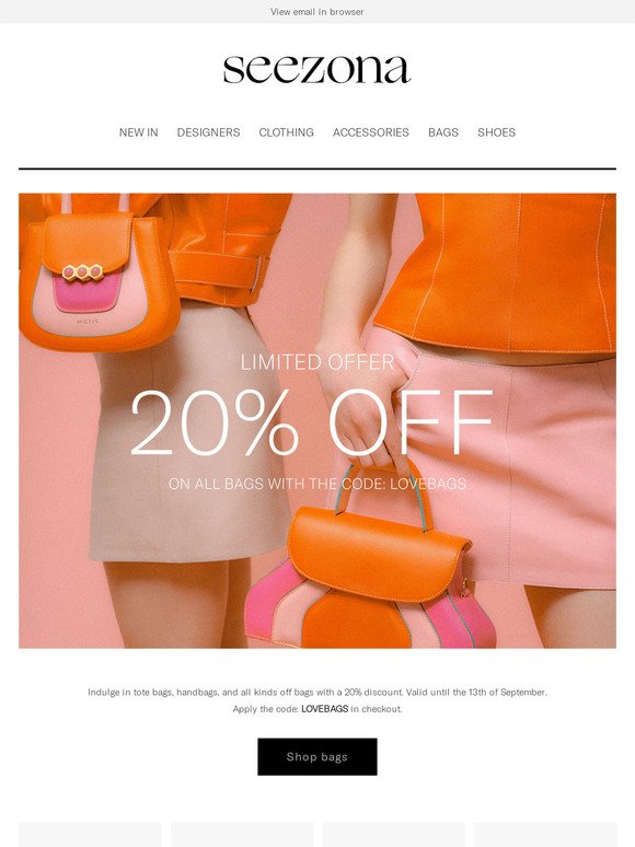 20% off on all bags