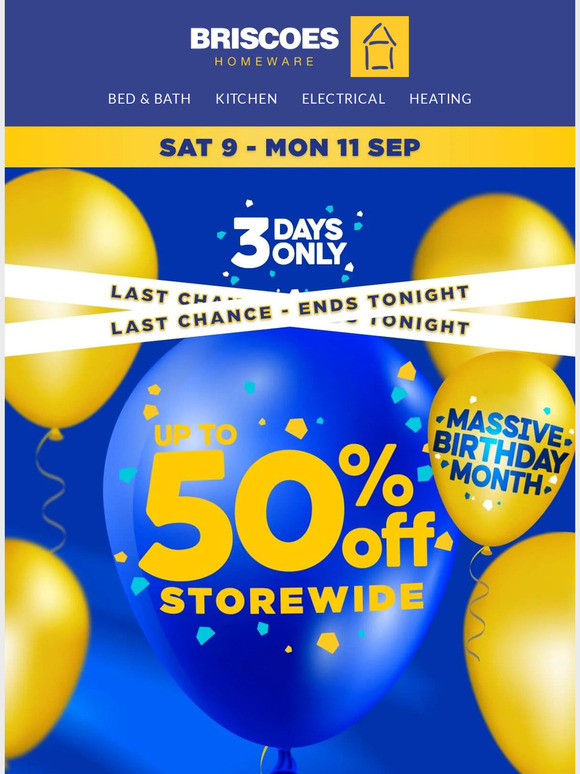 Briscoes Final Hours ⏰ Up to 50 off Storewide Milled