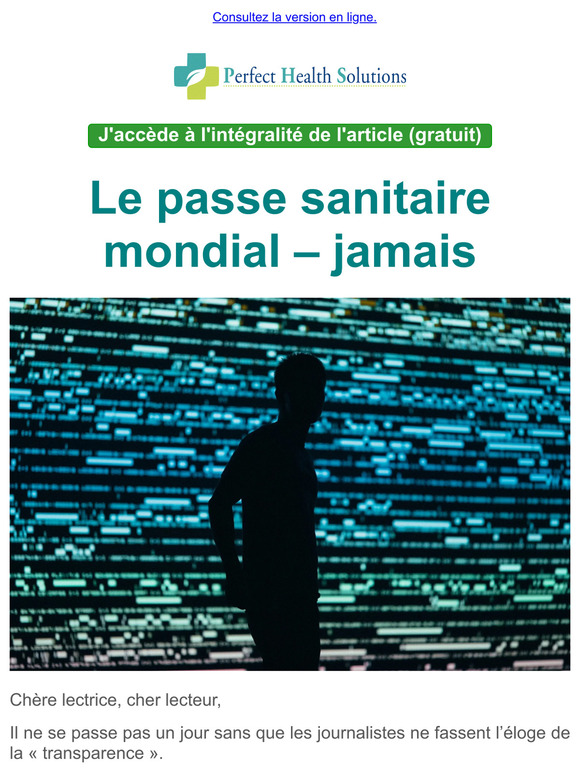 Le passe sanitaire mondial – jamais