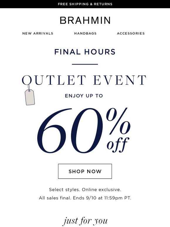 FINAL HOURS ⏰ Outlet Event ends soon!