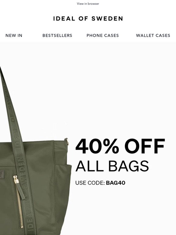 Flash deal: 40% off ALL bags 🔥