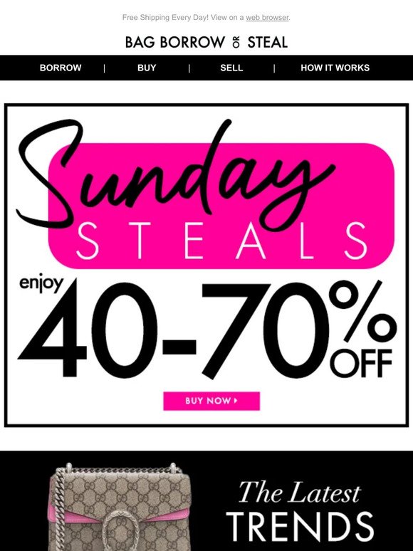 Sunday Steals | Enjoy 40-70% OFF + Free Shipping