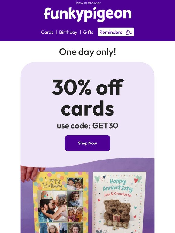 One day only: 30% off cards! 🎉