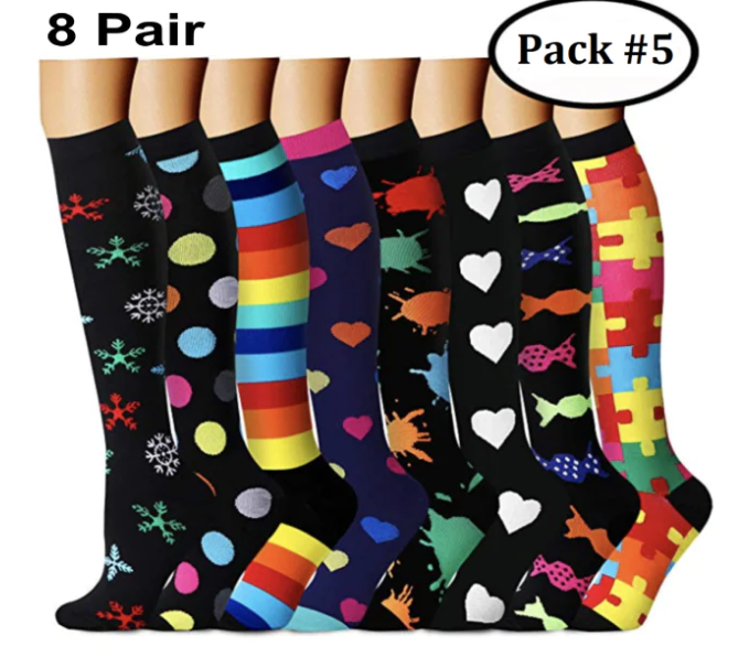 Best Compression Socks Support 15-30mmHg for Women & Men 8 Pairs