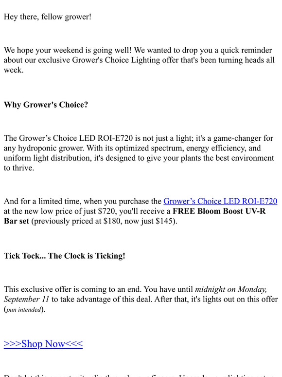 🚨 Final Hours: Exclusive Grower's Choice Lighting Deal! 🚨