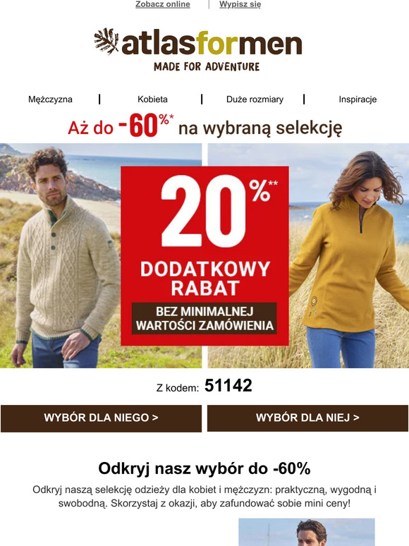 20% rabatu na zakupy
