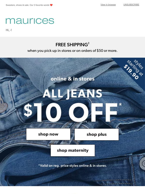 maurices.com: $10 off jeans. This is a must-shop sale! | Milled