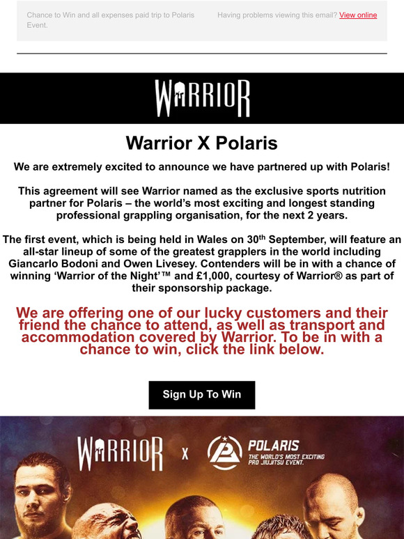 Warrior X Polaris - Exciting New Partnership & HUGE Giveaway