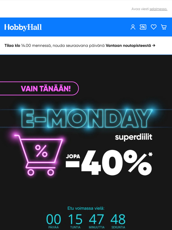 E-Monday jopa -40%*