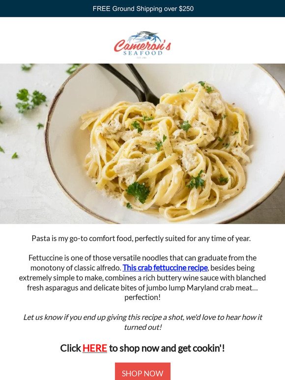 Quick and easy crab fettuccine