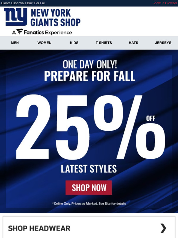 Black Friday Deals on Mens New York Giants Merchandise, Giants