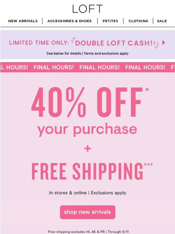 LAST CHANCE for 40% off + FREE shipping!