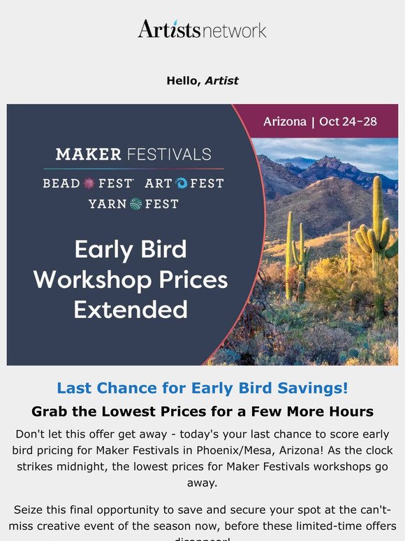 Time's Almost Up ⏳ Final Hours of Early Bird Pricing for Maker Festivals