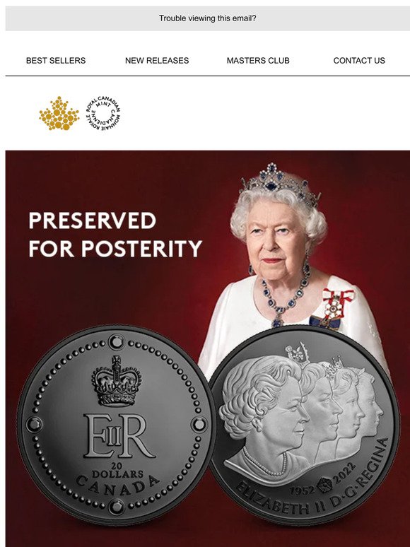 A solemn black rhodium-plated 99.99% pure silver tribute to Queen Elizabeth II.