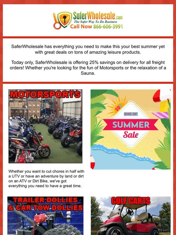 End Of Season Sale @ SaferWholesale.com - Save 25% ON DELIVERY!