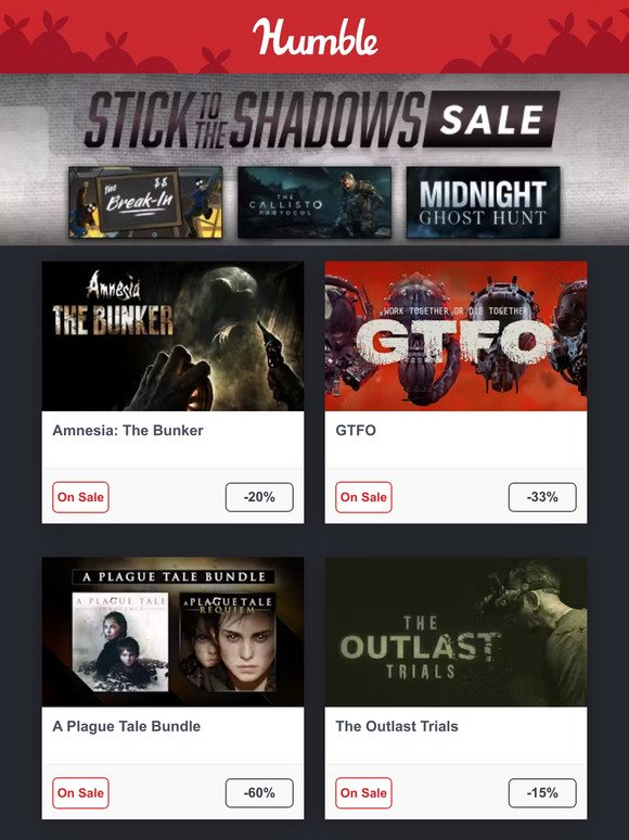 Stealth, survival, and subterfuge, save on sneakin' in the Stick to the Shadows sale!