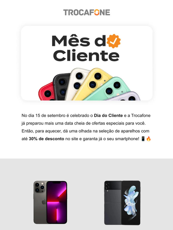 Aquecimento Dia do Cliente: ofertas com até 30% OFF! 🔥