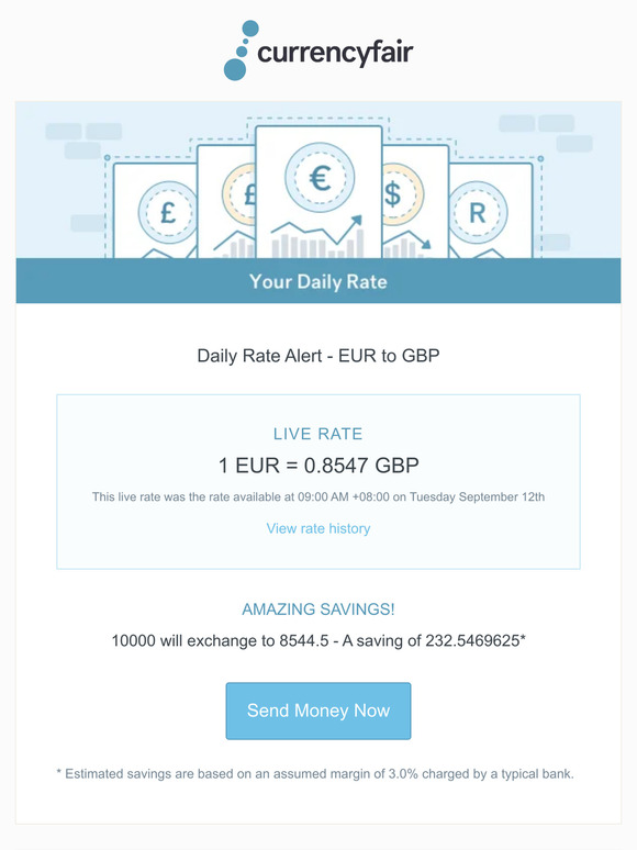 Your daily EUR - GBP rate alert