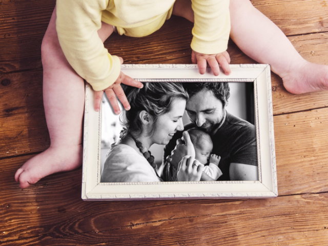 Baby looking at picture