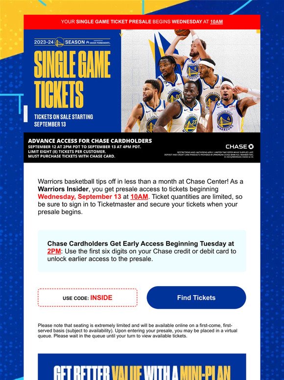 Your Warriors Single Game Ticket Presale Begins Wednesday at 10AM