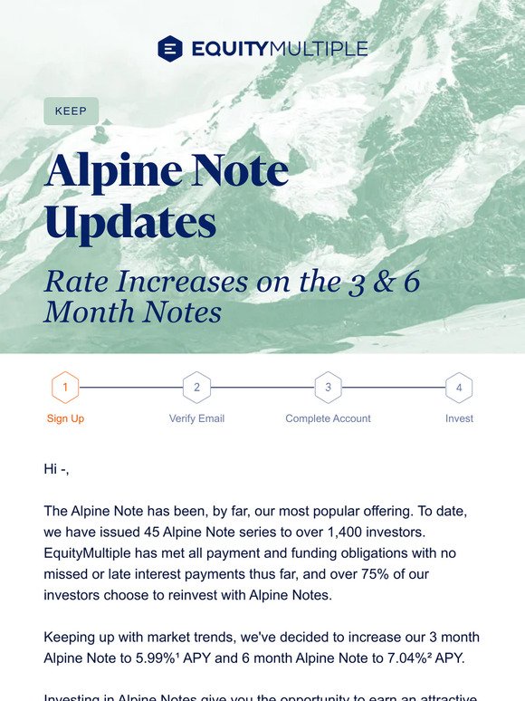 EquityMultiple Updates: Alpine Note Rate Increases