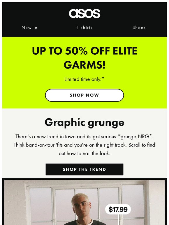 Up to 50% off elite garms!