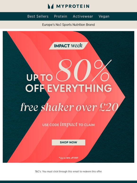 Free shaker over £20 + up to 80% off!