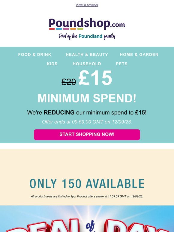 ⏰ LAST CHANCE to shop with our REDUCED MINIMUM SPEND!