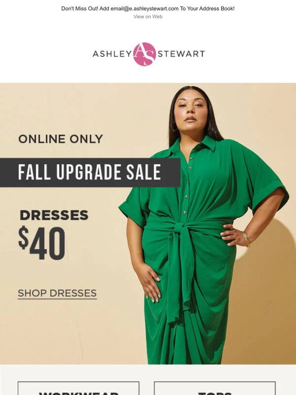 FALL UPGRADE SALE: $40 Dresses, $20+ Workwear, $15+ Tops
