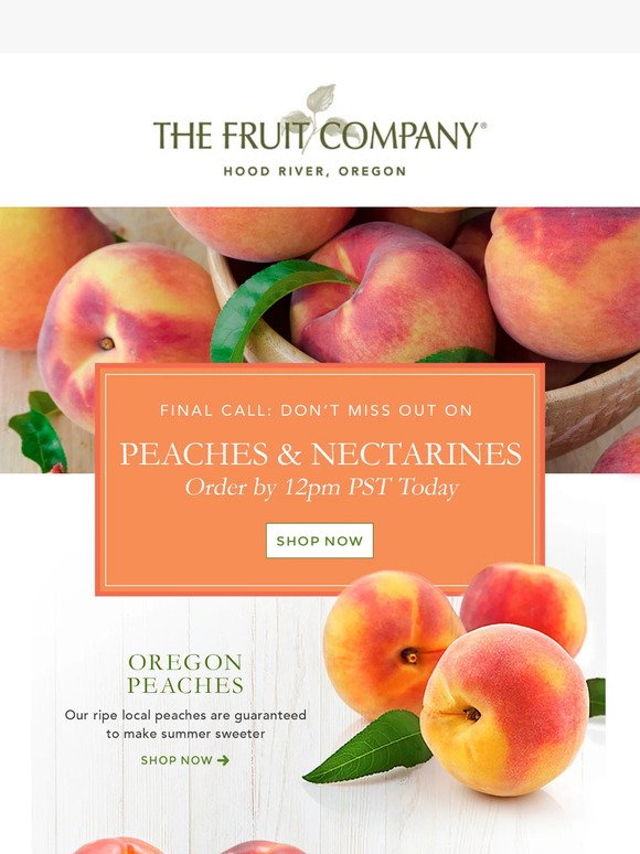 🍑 It's Now or Never: Order Peaches and Nectarines by 12 PM PST!