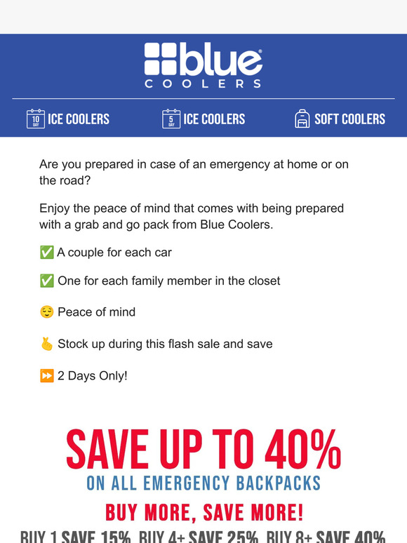 Flash Sale! Up to 40% Off Emergency Packs