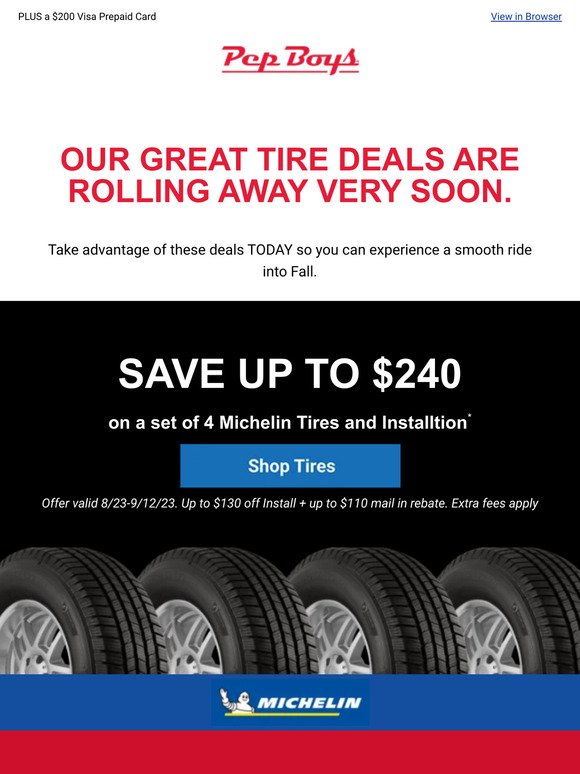 FINAL DAYS! Save up to $240 on Michelin