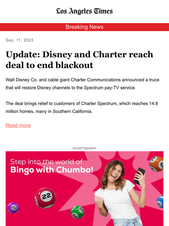 Disney and Charter reach deal to end ESPN, ABC blackout - Los Angeles Times