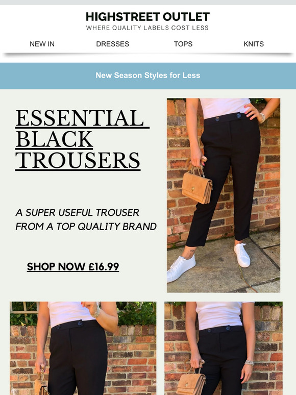 Let's talk inexpensive Black Trousers + Tops