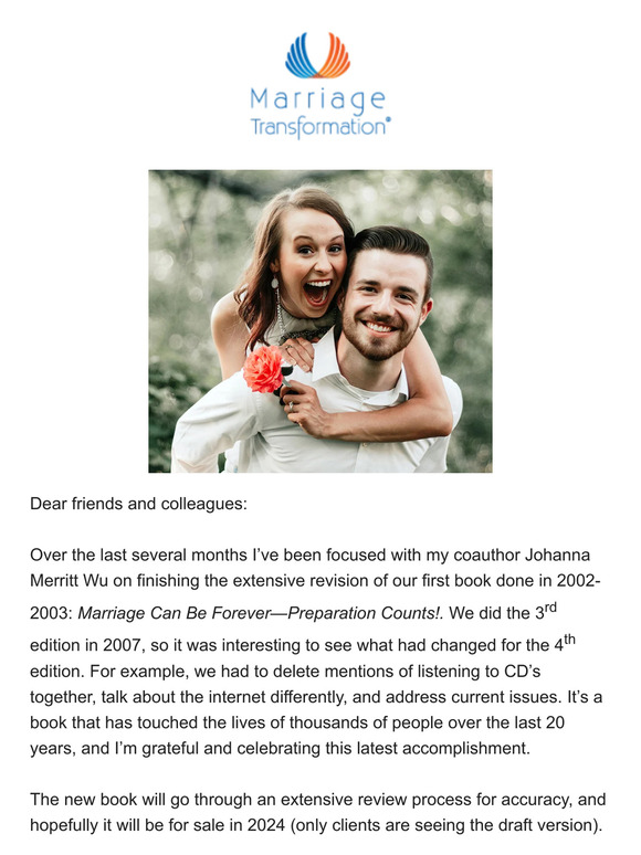 Are you learning about relationships and marriage?; Celebrating new book