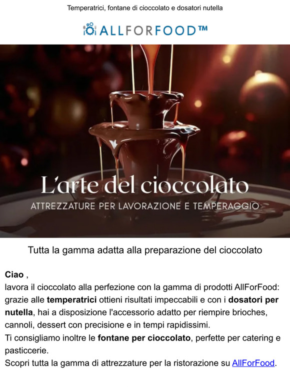 Le attrezzature AllForFood dedicate al cioccolato