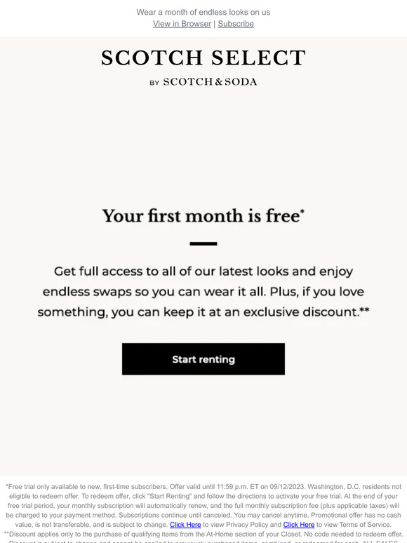 Try our rental subscription for free
