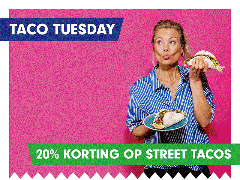 20% korting op onze onweerstaanbare Street Tacos!