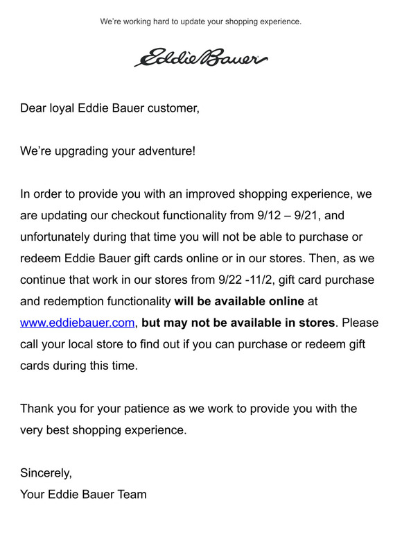 Important News About Purchasing & Using Gift Cards
