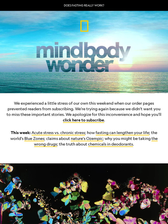 Oops, let's try this again: How stress attacks your body, the science on fasting, nature's Ozempic