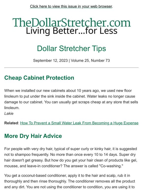 9/12/23: Dollar Stretcher Tips