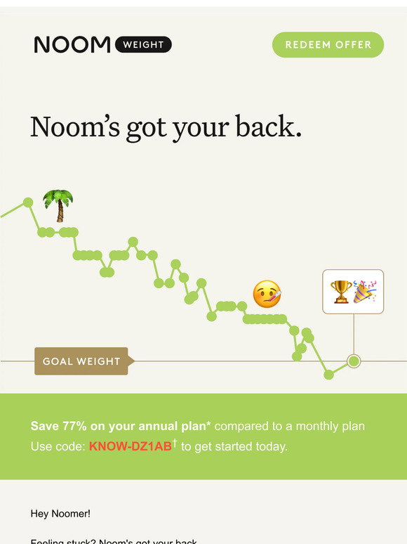 Noom: Reminder for you: Save 77% on your annual plan with promo KNOW ...