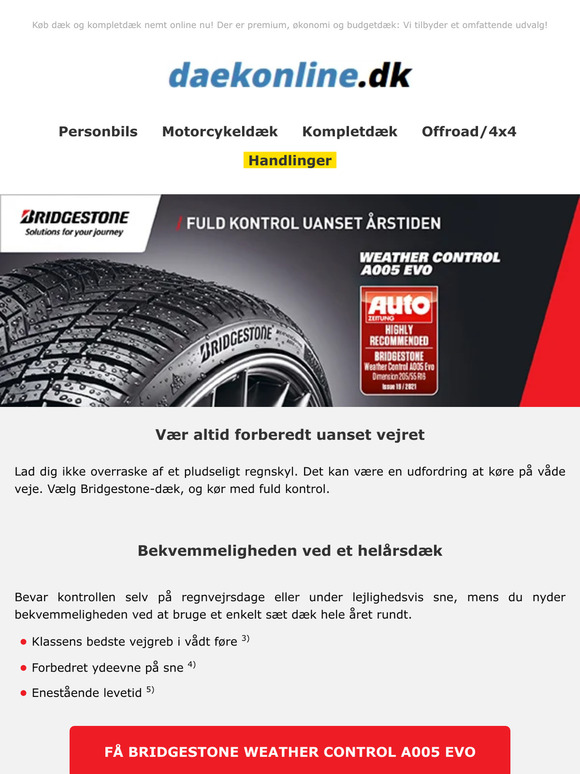 Godt udstyret med Bridgestone-dæk - selv på våde veje