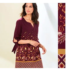 Vestido estampado burdeos