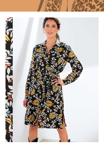 Vestido estampado flores negra